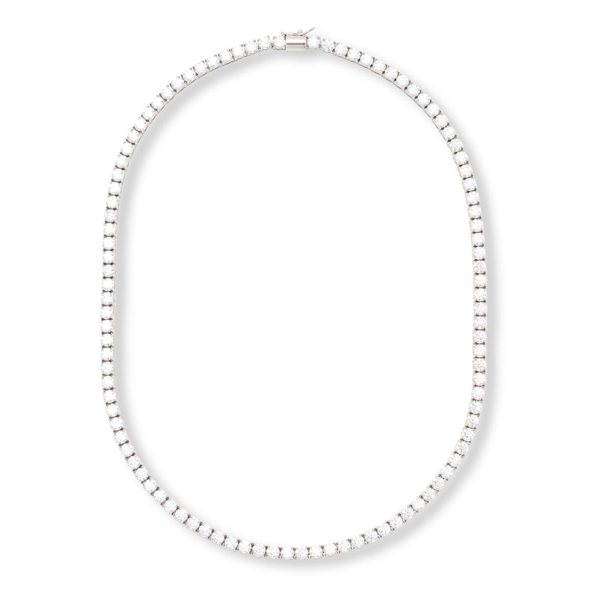Absolute Stainless Steel 4mm Round Magnetic Clasp Tennis Necklace, 18"