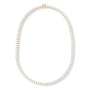 Absolute Stainless Steel Goldtone 4mm Round Magnetic Clasp Tennis Necklace, 18"