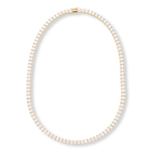 Absolute Goldtone4mm Princess Magnetic Clasp Tennis Necklace. 18"