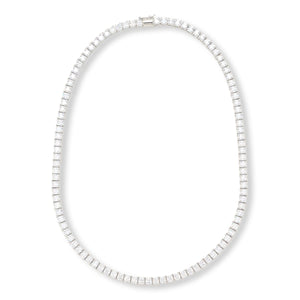 Absolute Silvertone 4mm Princess Magnetic Clasp Tennis Necklace. 18"