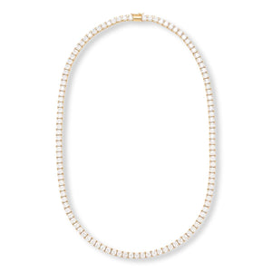 Absolute Goldtone 4mm Princess Magnetic Clasp Tennis Necklace, 20"