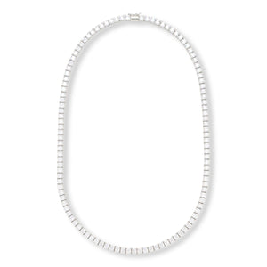 Absolute Silvertone 4mm Princess Magnetic Clasp Tennis Necklace, 20"