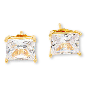 Absolute Sterling Silver Goldclad 7x9mm Emerald Cut Stud Earrings