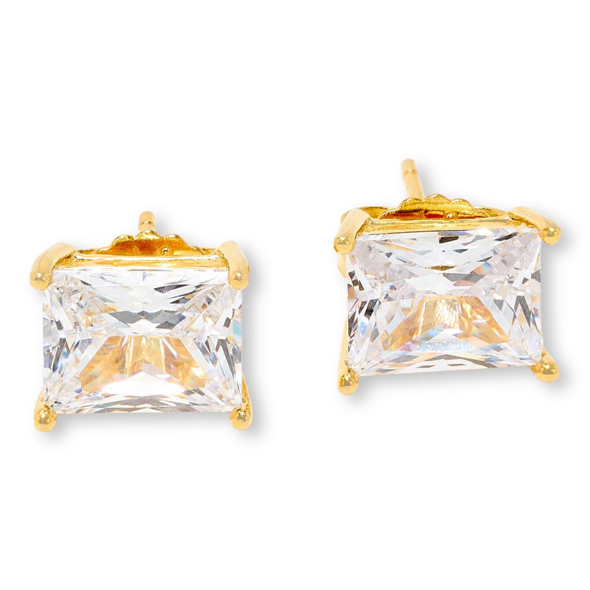 Absolute Sterling Silver Goldclad 7x9mm Emerald Cut Stud Earrings
