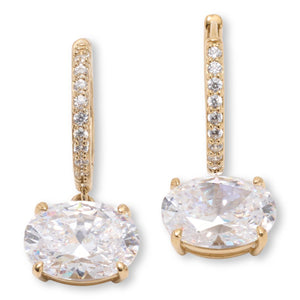 Absolute Sterling Silver Goldclad 14ctw Oval & Round Stone Oval Hoop Earrings
