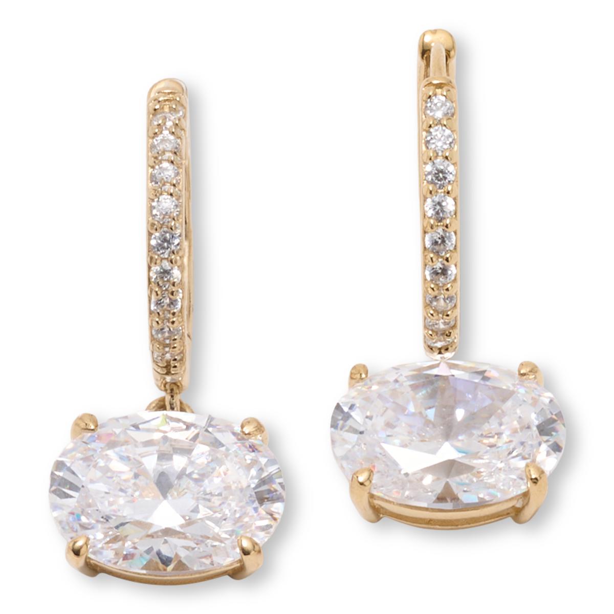 Absolute Sterling Silver Goldclad 14ctw Oval & Round Stone Oval Hoop Earrings