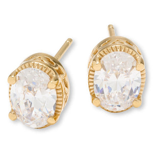 Absolute Sterling Silver Goldclad Oval Stud Earrings