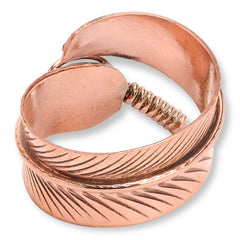 Chaco Canyon Copper Feather Wrap Ring with Sleeping Beauty Turquoise, Size 7