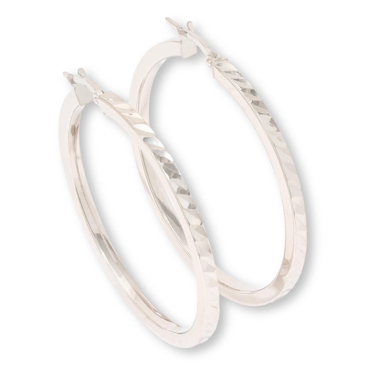 Fiorenza  Sterling Sivler Diamond-Cut Hoop Earrings, 1.5-inch
