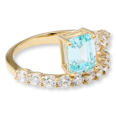 Absolute Sterling Silver Goldclad 6.20ctw Blue Bypass Ring, Size 9