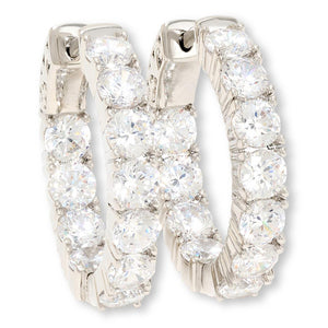 Absolute Silvertone 4mm Round Inside/Outside Hoop Earrings