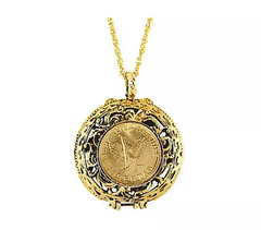 Mustard Seed Locket Angel Coin Pendant 24"L
