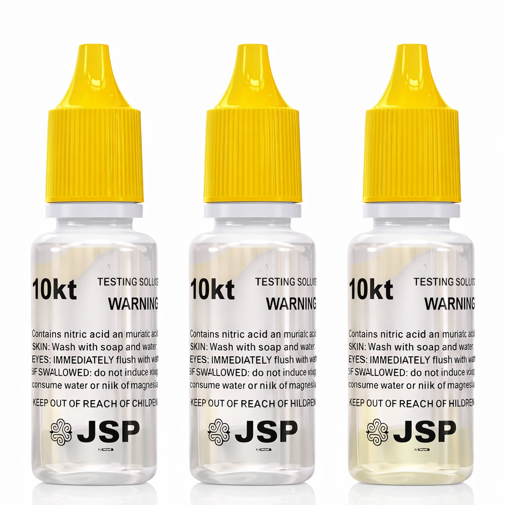 JSP 10K Gold Testing Solution – 3 Bottle Pack – Jewelry & Scrap Gold Purity Determiner for Coins, Bars & Precious Metals