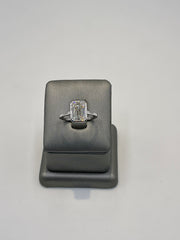 14. 11232 - 14KW Lab Ring Emerald Bezel Solitaire F-VVS2 3.08CTTW ($5495) (Yellow also available) | 14k White Gold