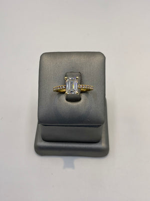 22. 99172 -14KY Lab Emerald Ring cntr 1.52ct E-VS1 est 2.00cttw ($4500) (White also available ) | 14k Yellow Gold