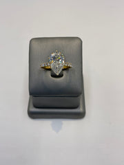 26. 99462 14KY Lab Pear Ring cntr 3.09ct E-VVS2 est 3.75cttw ($7250) (white available) | 14k Yellow Gold