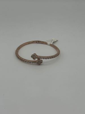 10K Rose Gold Diamond Bangle 7" Luxury Statement Piece