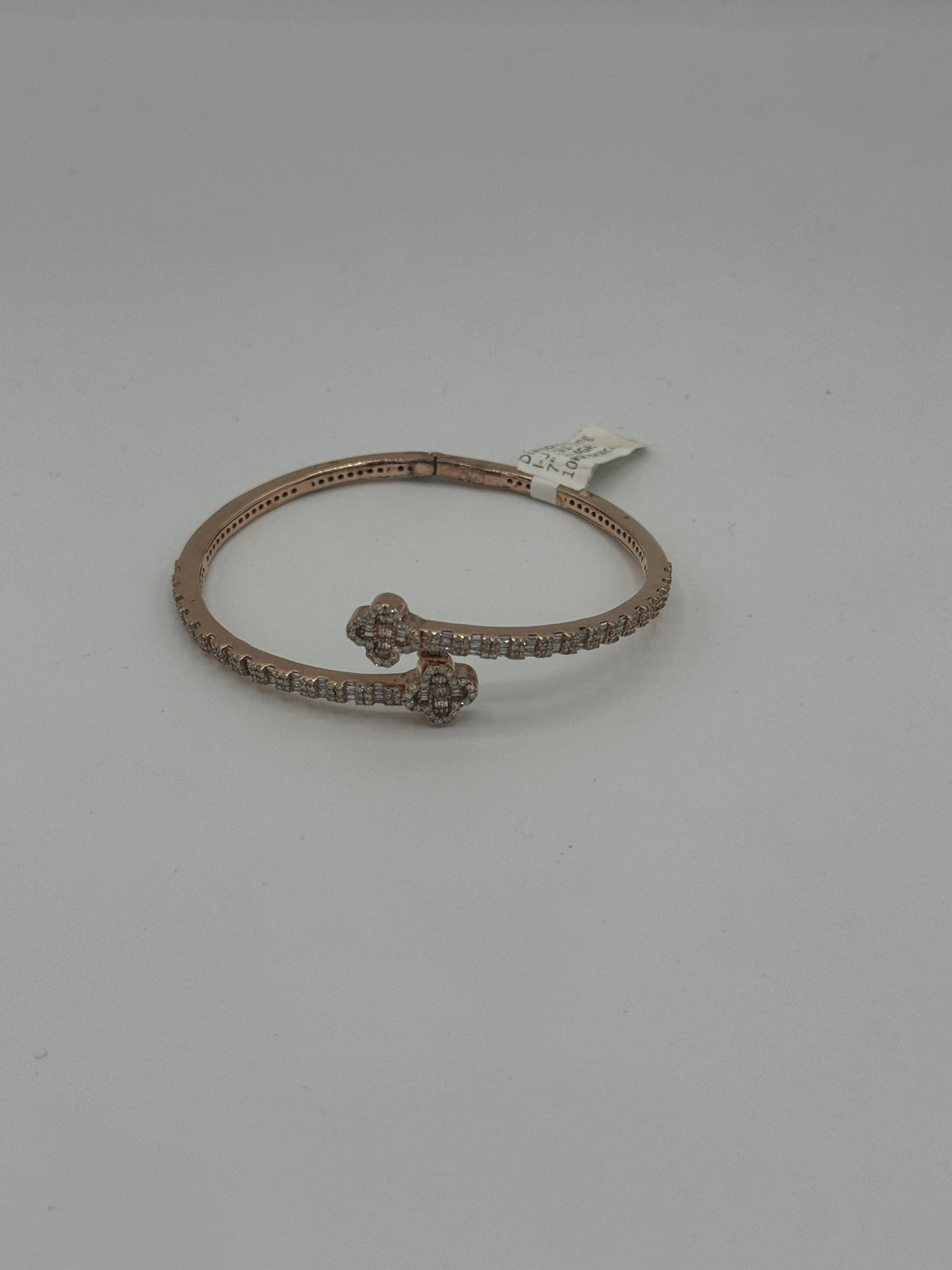 10K Rose Gold Diamond Bangle 7" Luxury Statement Piece