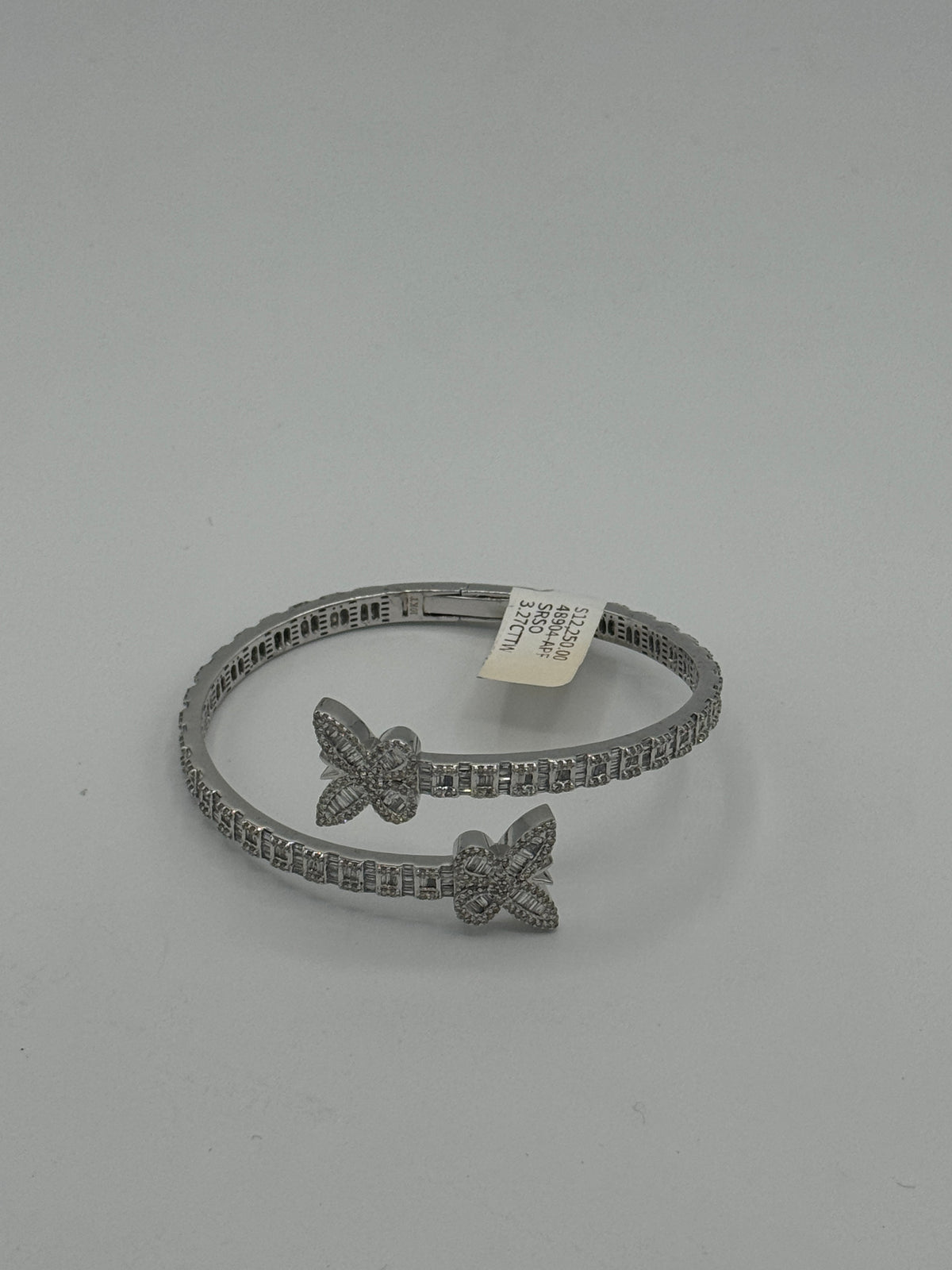 10K Yellow Gold Diamond Butterfly Bangle Micro Pave Style