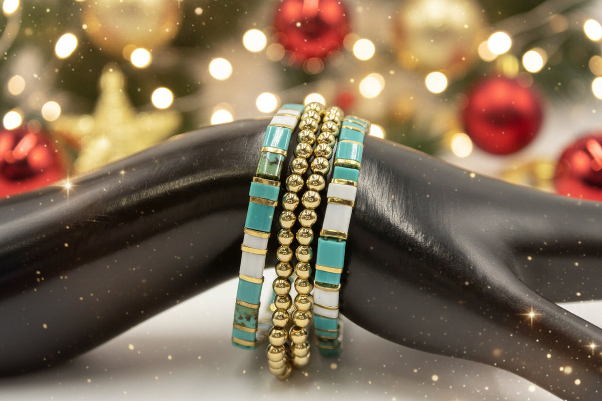 JK NY Beaded Stretch Blue Bracelet 4piece Set