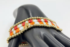 JK NY Beaded Stretch Red/Orange Bracelet 4piece Set