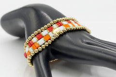 JK NY Beaded Stretch Red/Orange Bracelet 4piece Set