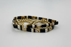 JK NY Beaded Stretch Black Bracelet 4piece Set