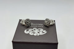 Lois Hill Sterling Silver Cushion Shape Stud Earrings, Granulated
