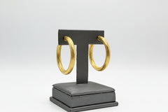 Bellezza Bronze Textured Tubular ClipOn Hoop Earrings 1-1/2"