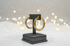 Bellezza Bronze Textured Tubular ClipOn Hoop Earrings 1-1/2"