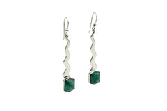 Jay King Sterling Silver Emerald Zigzag Drop Earrings