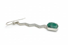 Jay King Sterling Silver Emerald Zigzag Drop Earrings