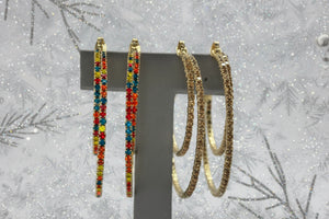 R.J. Graziano "Double Dazzle" Crystal Hoop Earrings 2piece Set