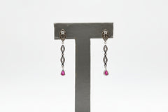 HSN Sterling Silver Pear-shape Ruby Drop Dangle Earrings, 2"