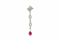 HSN Sterling Silver Pear-shape Ruby Drop Dangle Earrings, 2"