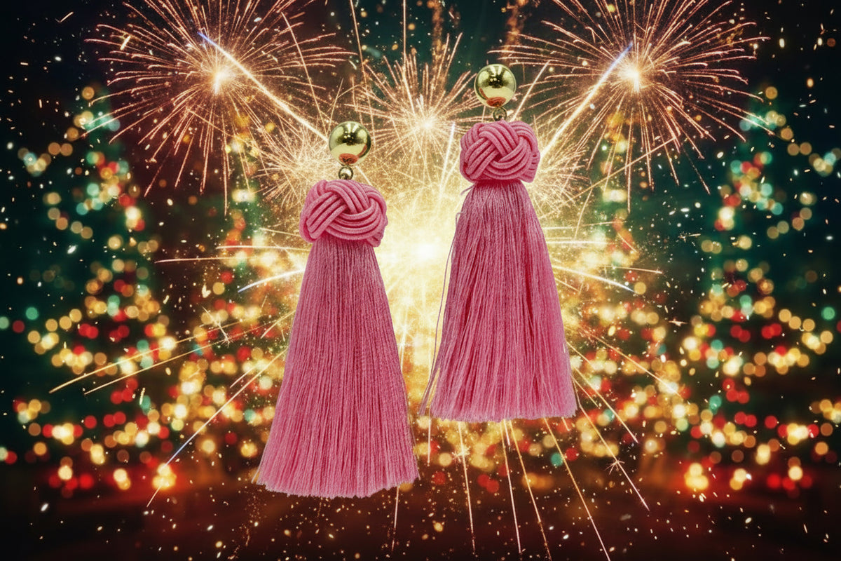 Connie Craig Carroll Jewelry Thread Fan Drop Earrings, Pink Color