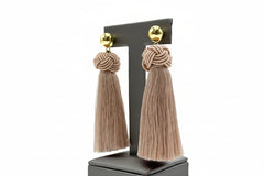 Connie Craig Carroll Jewelry Thread Fan Drop Earrings, Tan Color