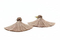 Connie Craig Carroll Jewelry Thread Fan Drop Earrings, Tan Color