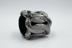 Melania Jewelry Gunmetal Dual Finish Link Design Stretch Bracelet.