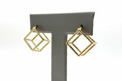 David Markstein Bronze Gold Tone Geometric 7/8" Hoop Earrings