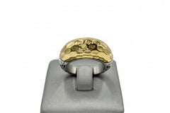 Emma Skye Stainless Steel Crystal-Accented Hammered 2-Tone Ring, Size 8