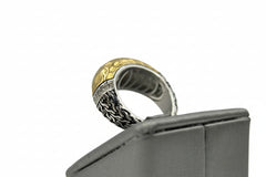 Emma Skye Stainless Steel Crystal-Accented Hammered 2-Tone Ring, Size 8