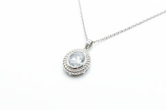 Absolute Sterling Silver 6.50ctw Rope Border Locket Oval Pendant Necklace, 19"