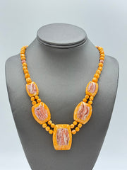 Jay King Sterling Silver Orange Red Spiny Oyster Shell Necklace 18" .925