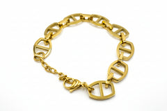 Stately Steel Mariner Chain Necklace & Bracelet Set, Goldtone