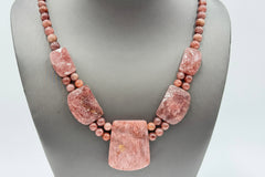 Jay King Strawberry Quartzite Sterling Silver Necklace Pink Nigeria .925