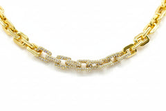 BaubleBar Lucy Goldtone Clear Stone Cable Chain Necklace | 18" Statement Chain