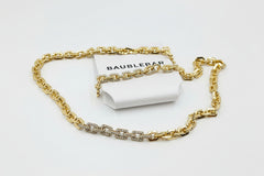 BaubleBar Lucy Goldtone Clear Stone Cable Chain Necklace | 18" Statement Chain