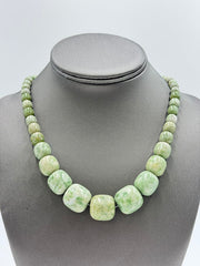 Jay King Sterling Silver Hami Melon Zoisite Bead Necklace 18" .925 Green
