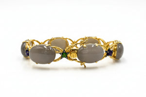 Colleen Lopez Sterling Silver Goldclad Gray Moonstone Muti-gems Station Bracelet, 7-3/4"